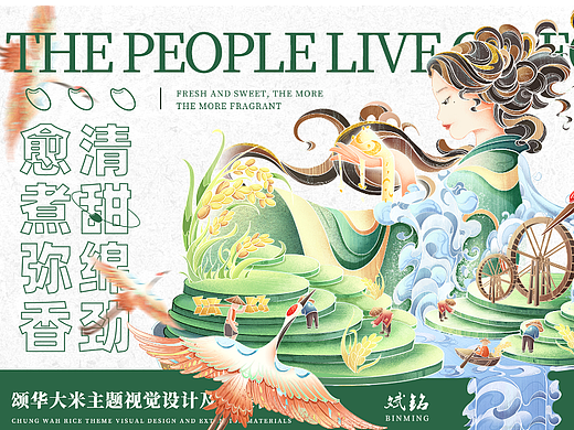 农副产品   国风肌理插画 大米包装