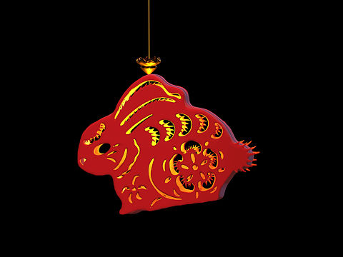 建模练习【兔子剪纸灯】