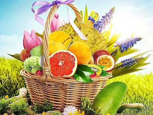 新鲜水果合成 火龙果 油桃 柚子 榴莲 水果篮 水果合成合集