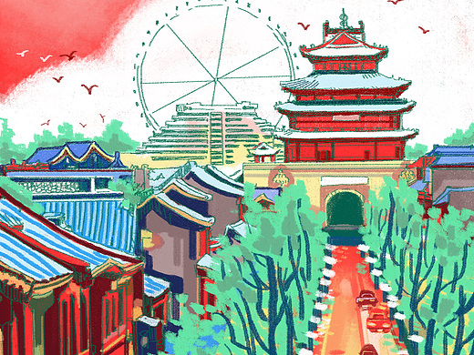 画师这么多,没人画我的家乡聊城,我来画吧