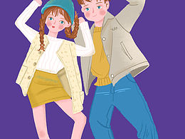 邻家有女初长成 情侣插画打卡