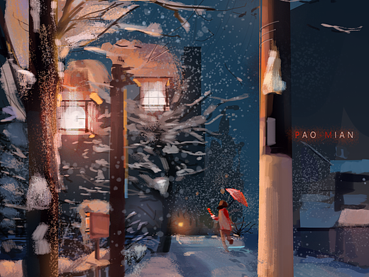 《雪地印象》（个人主页-ZNTE0Njc1Mjg=） - 商业插画 - 站酷设计师两只泡面鱼原创素材 - 站酷ZCOOL