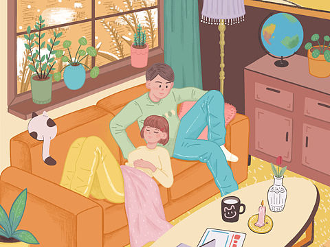扁平风原创插画，