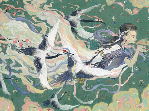 仙鹤吐息（个人主页-ZNjE1Mzc2Mjg=） - 艺术插画 - 站酷设计师戏折原创素材 - 站酷ZCOOL