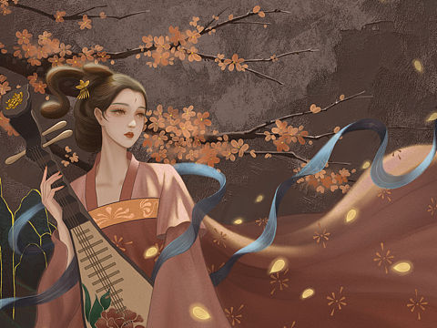 抱琴仕女图