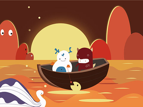 旅行的小怪兽插画