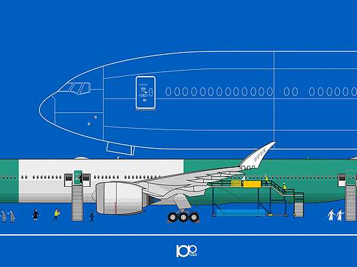 新风格的波音777X插画