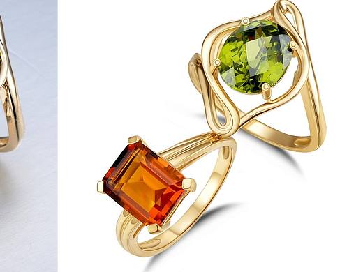 珠宝首饰修图练习 宝石金戒