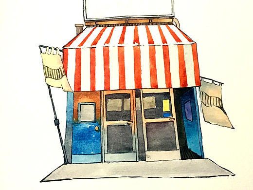 什么店 水彩 插画