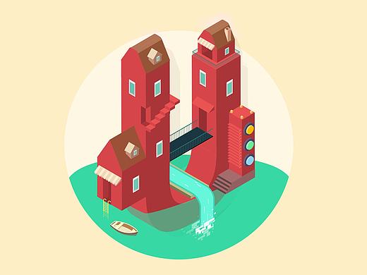 UI小镇 轴侧插画