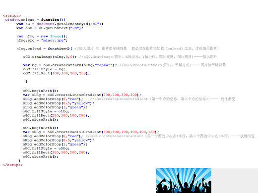 canvas中插入图片、图片平铺做背景、渐变