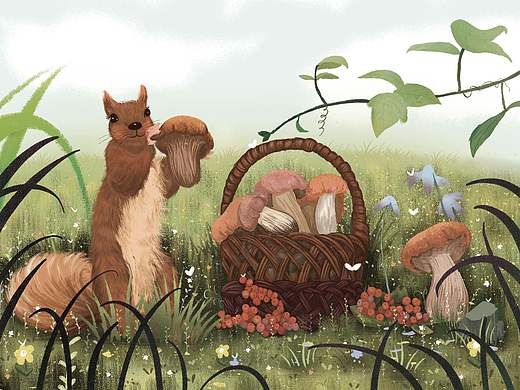 小松鼠（個人主頁-ZNTk5OTI0MDA=） - 兒童插畫 - 站酷設(shè)計師小朱的日常原創(chuàng)素材 - 站酷ZCOOL