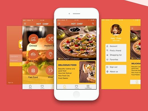 Hot chef 熱廚美食app（個人主頁-ZMTI1MDQ1NzY=） - APP界面 - 站酷設計師coolcat_zy原創(chuàng)素材 - 站酷ZCOOL