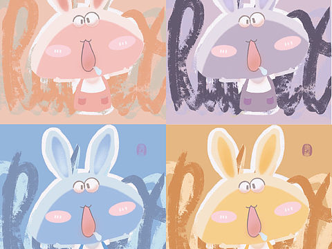 原创手绘插画头像《搞怪动物园系列—rabbit》