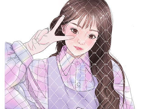 甜美女孩照片转图画