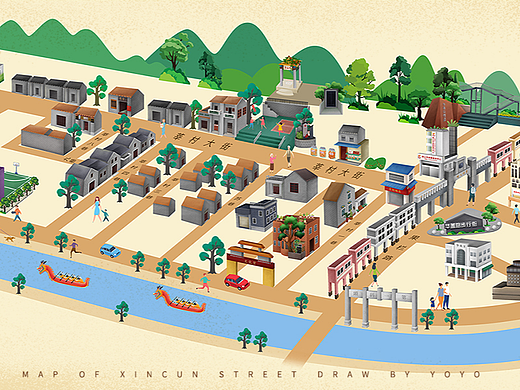 顺德莘村手绘地图