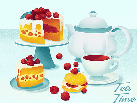 7月-8月手绘插画之美食系列