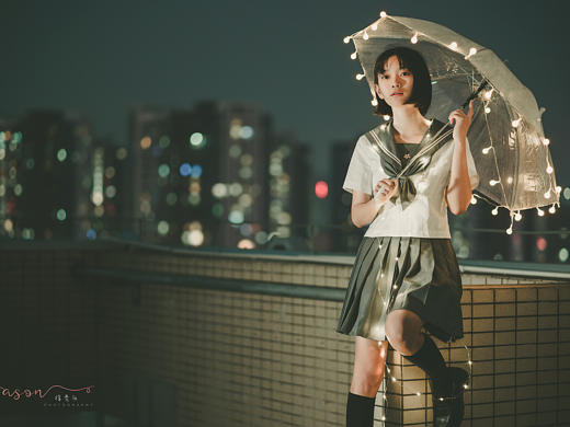 【深圳约拍】天台夜景JK人像