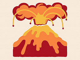 插画-火山-森林大火-爱护动物