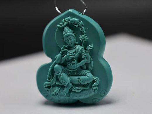 松石御龙观音雕件 高瓷