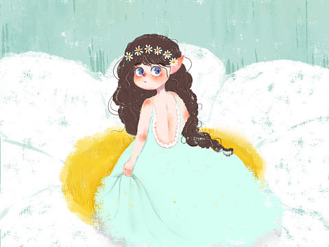 儿童插画 - 没有翅膀的小花仙