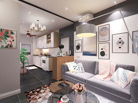 3dmax做的48平情侣空间