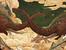 国潮风插画 大象