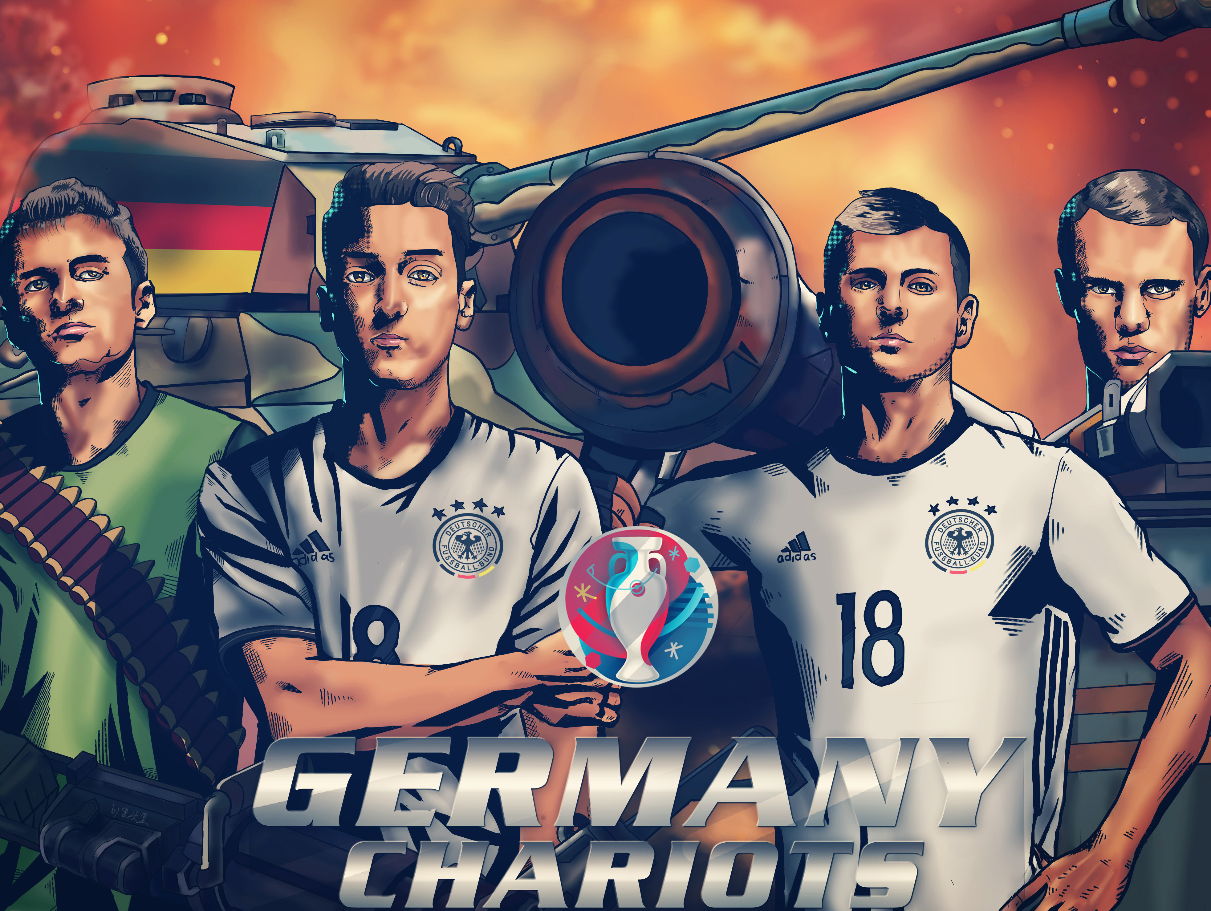 欧洲杯插画系列之德国队,英格兰队