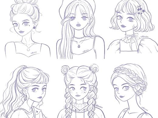 女生头像插画 线稿练习