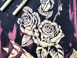 版畫插畫花卉系列