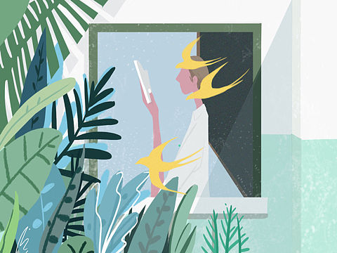 周末|讀書（個人主頁-ZMzAyNTI2Njg=） - 藝術(shù)插畫 - 站酷設(shè)計師鹽理原創(chuàng)素材 - 站酷ZCOOL