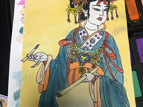 好久没画啦,第一次用水彩