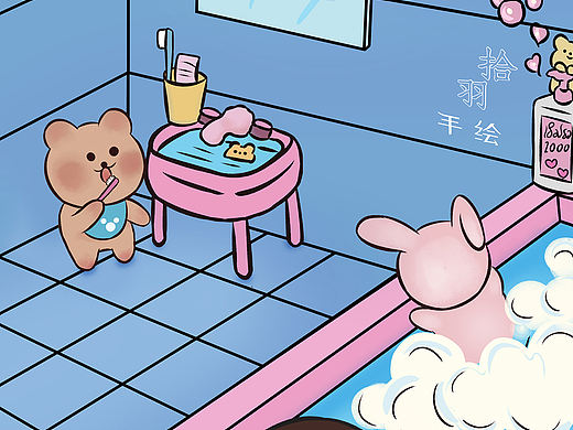 原创儿插，ps手绘卡通人物形象设计，场景插画设计