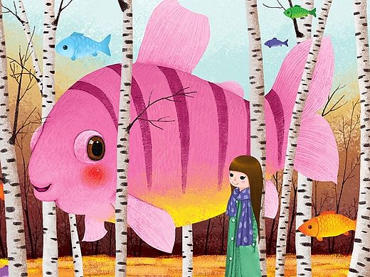 画儿晴天唯美插画-海洋系列封面插画二