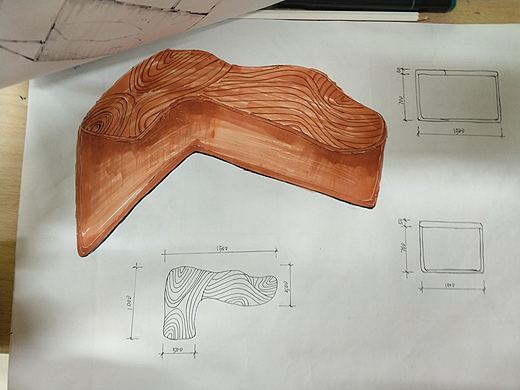 曲木书桌手绘（个人主页-ZMjY4NDUwNzI=） - 家装设计 - 站酷设计师Holly冬青原创素材 - 站酷ZCOOL