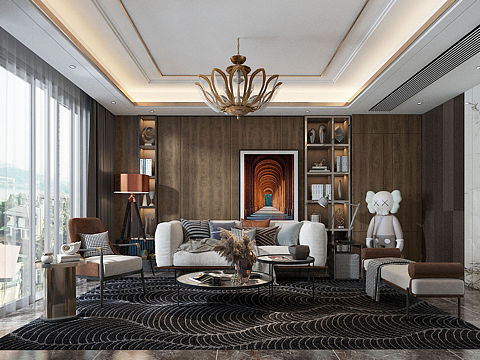 现代轻奢 港式沙发组合 客厅空间设计