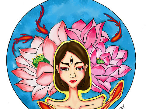 《莲》——2016.07.20画（个人主页-ZMTczNjI3OTI=） - 商业插画 - 站酷设计师dlc鹿鹿原创素材 - 站酷ZCOOL