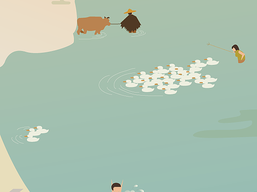 小桥流水（家乡）（个人主页-ZMzgxOTI1MjQ=） - 创作习作 - 站酷设计师阿修的画原创素材 - 站酷ZCOOL