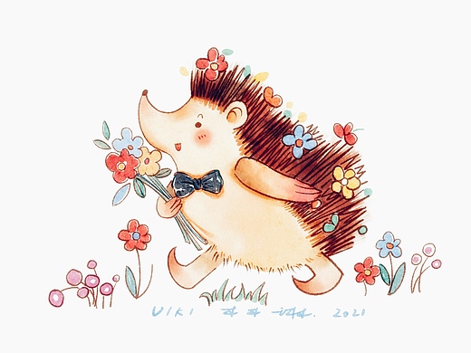 一组治愈系动物主题插画