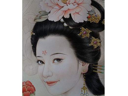 古風彩鉛仕女圖——貴妃回眸（個人主頁-ZMjAzNDYxNDg=） - 繪畫 - 站酷設計師盛世江山原創(chuàng)素材 - 站酷ZCOOL