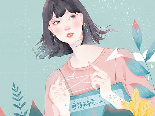 水彩风格人物插画