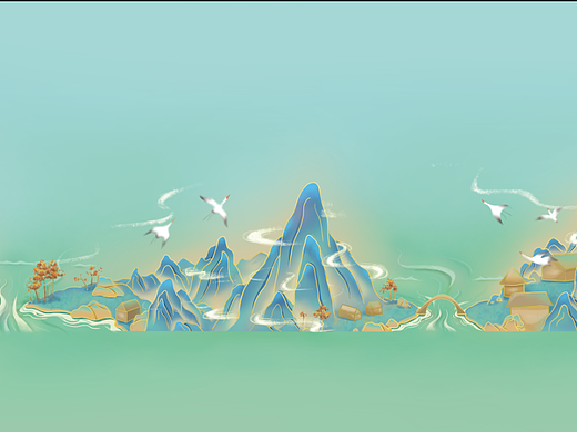 国潮风青绿山水