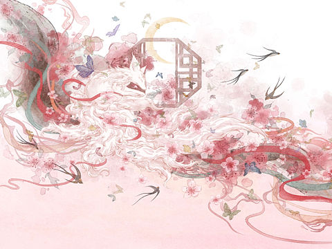 春眠狐—水彩插画九尾狐
