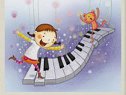 做儿童钢琴会海报同时尝试新画法~