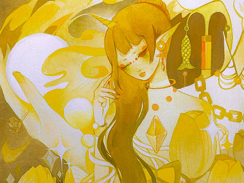 黄金郁金香（个人主页-ZNTU4MDQ3Mjg=） - 艺术插画 - 站酷设计师小鹬_yuunie原创素材 - 站酷ZCOOL