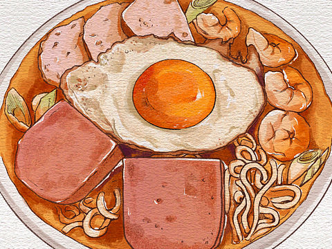 水彩风面条插画练习