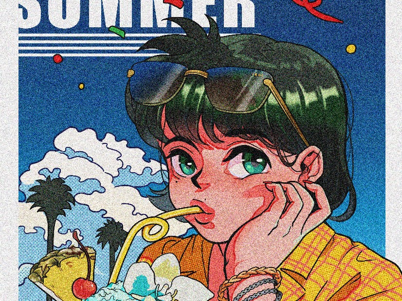 summer wave复古昭和插画