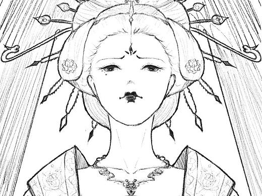 霸气女皇武则天-古风线稿速写