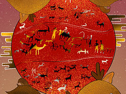 围鹿棋插画设计