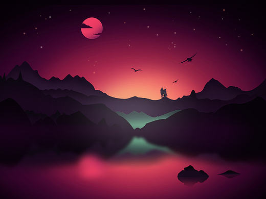 风景扁平插画